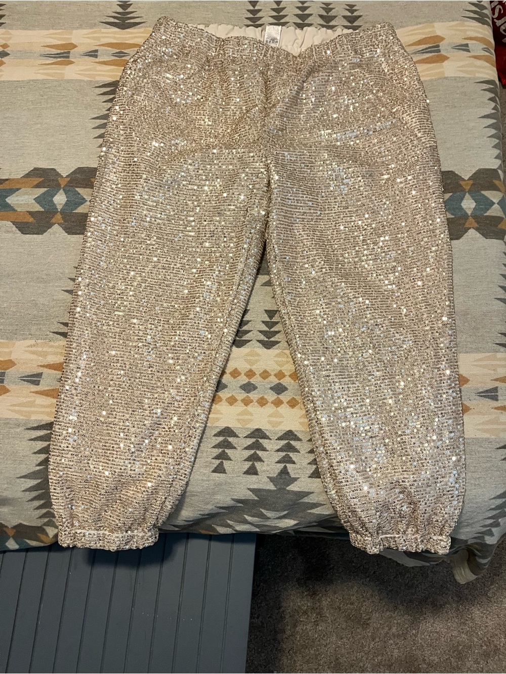 Serra woman’s Sequin Jogger Pants in Gold